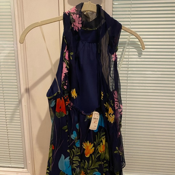 Neiman Marcus navy floral halter top - Picture 2 of 3